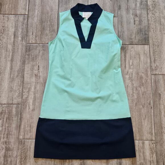 Sail To Sable Dress Womens Size M Sleeveless Sheath Color Block Mint Green Blue - Picture 1 of 9